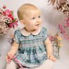 Sherazade Short Sleeve Tartan Bubble, Green & Pink - Rompers - 2
