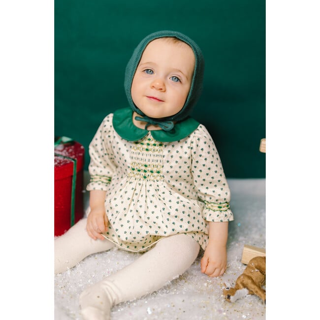 Olympe Holiday Long Sleeve Smocked Babyset, Green - Mixed Apparel Set - 3