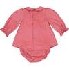 Angele Frilled Long Sleeve Corduroy Smocked Babyset, Pink - Mixed Apparel Set - 5