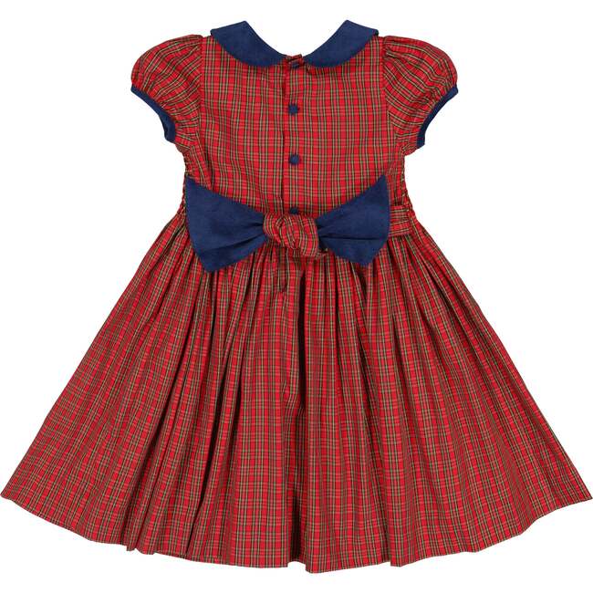 Angelica Short Sleeve Tartan Smocked Dress, Red - Dresses - 5