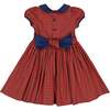 Angelica Short Sleeve Tartan Smocked Dress, Red - Dresses - 5