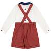 George Tartan Smocked Dungaree Shirt, Red - Overalls - 5