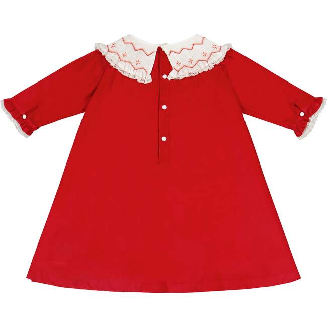 Celeste Long Sleeve Corduroy Bishop Dress, Red - Dresses - 5