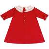 Celeste Long Sleeve Corduroy Bishop Dress, Red - Dresses - 5