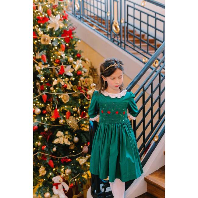 Heidi Winter Long Sleeve Smocked Dress, Green - Dresses - 3