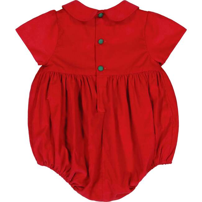 Stella Short Sleeve Corduroy Smocked Bubble, Red - Rompers - 5