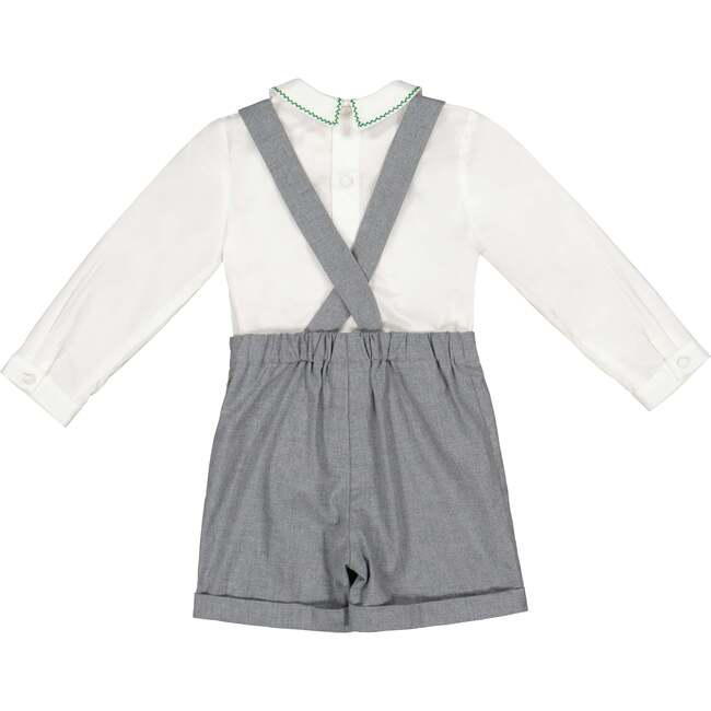 George Flannel Dungaree & Long Sleeve Shirt, Grey - Overalls - 4