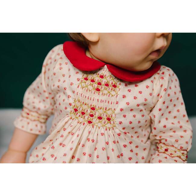 Olympe Holiday Long Sleeve Smocked Babyset, Red - Mixed Apparel Set - 3