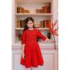 Luna Long Sleeve Smocked Dress, Red - Dresses - 3