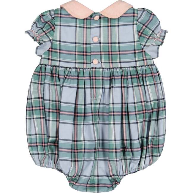 Sherazade Short Sleeve Tartan Bubble, Green & Pink - Rompers - 5