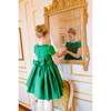 Stella Silk Taffetas Short Sleeve Smocked Dress, Green - Dresses - 4