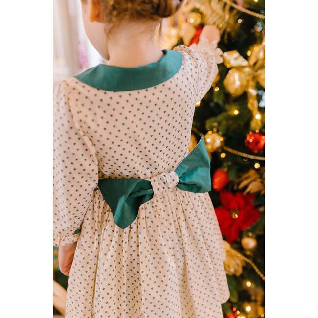 Olympe Holiday Long Sleeve Smocked Dress, Green - Dresses - 4