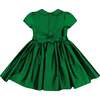 Stella Silk Taffetas Short Sleeve Smocked Dress, Green - Dresses - 5