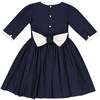 Luna Long Sleeve Smocked Dress, Navy - Dresses - 5