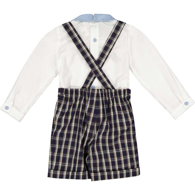 George Tartan Smocked Dungaree Shirt, Navy - Overalls - 5