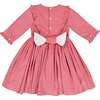 Angele Frilled Long Sleeve Corduroy Smocked Dress, Pink - Dresses - 5