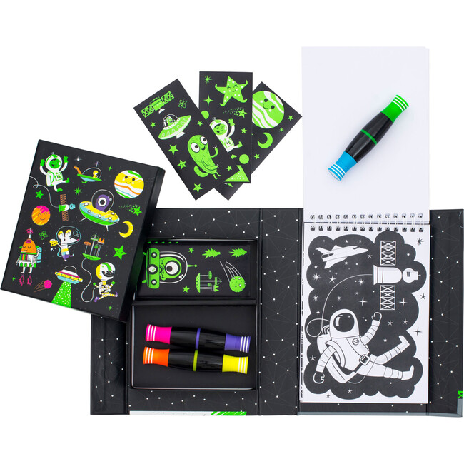 Tiger Tribe: Neon Coloring Set - Outer Space Activity Set w/ Stickers