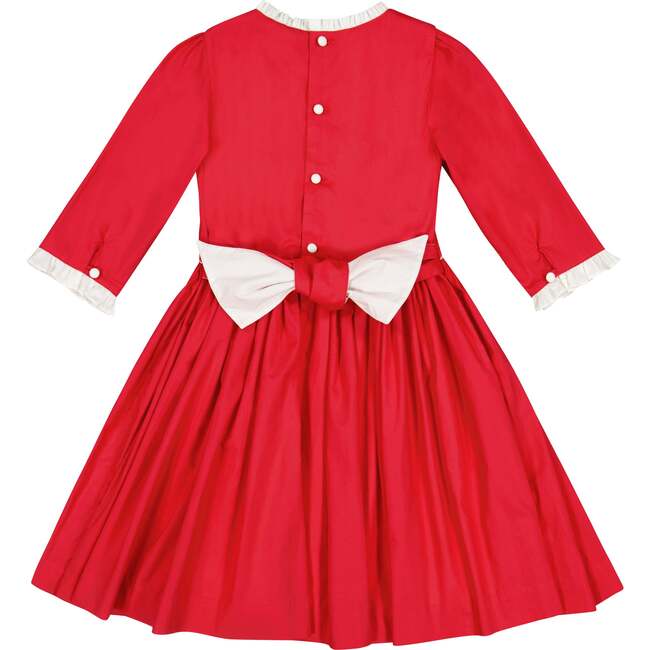 Luna Long Sleeve Smocked Dress, Red - Dresses - 5