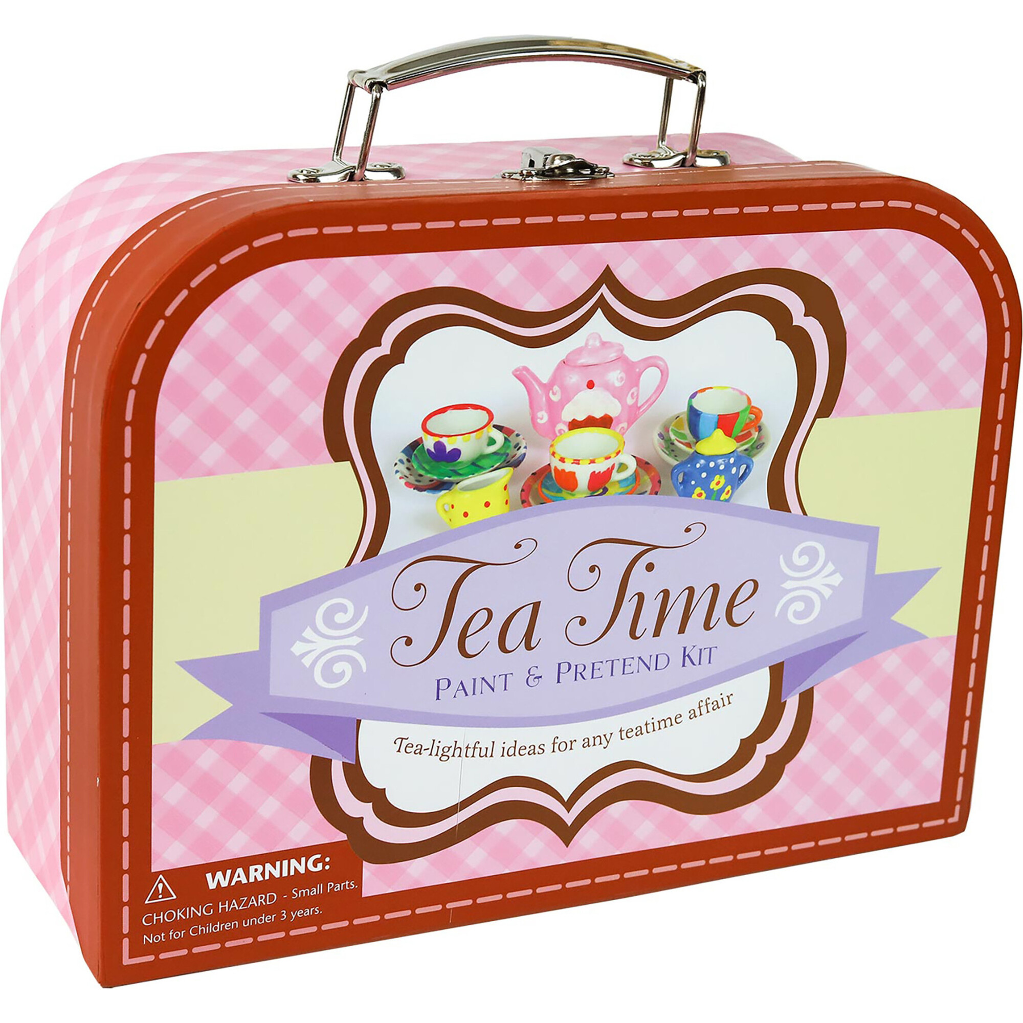 Suitcase: Tea Time Paint & Pretend - 17 Piece Mini Tea Set - Arts & Crafts - 1