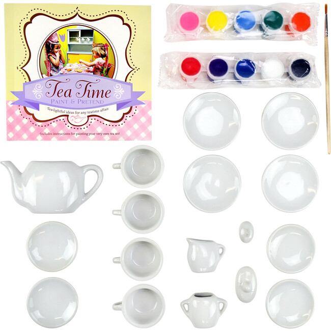 Suitcase: Tea Time Paint & Pretend - 17 Piece Mini Tea Set - Arts & Crafts - 3