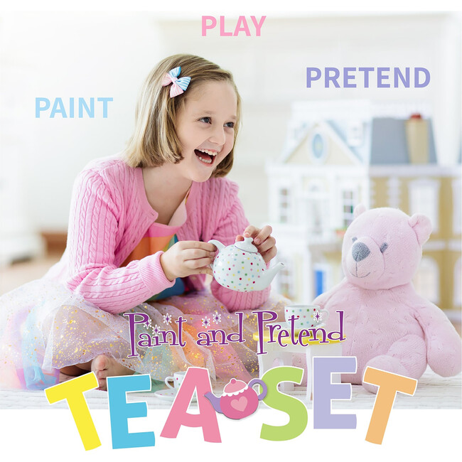 Suitcase: Tea Time Paint & Pretend - 17 Piece Mini Tea Set - Arts & Crafts - 4