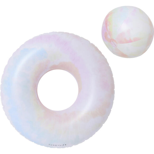 Sunnylife: Tube Pool Ring & Ball Set - Tie Dye - Inflatable Float & Beach Ball