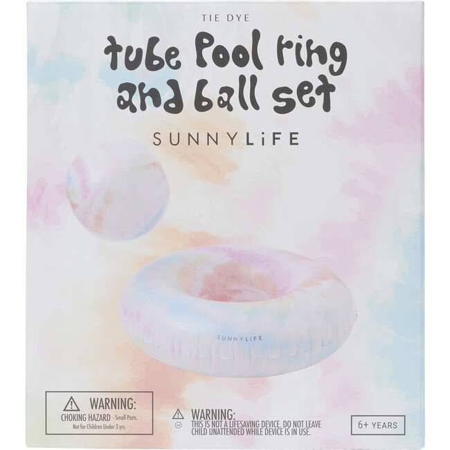 Sunnylife: Tube Pool Ring & Ball Set - Tie Dye - Inflatable Float & Beach Ball - Pool Floats - 5