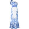 Women's Celine Print One Tie-Shoulder Maxi Dress, Blue Forest - Dresses - 1 - thumbnail