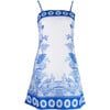 Women's Fleur Print Braided Strap Back Zipper Dress, Blue Forest - Dresses - 1 - thumbnail