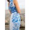 Women's Celine Print One Tie-Shoulder Maxi Dress, Blue Forest - Dresses - 3