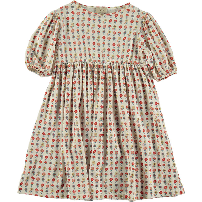 Tiny Flora All-Over Print Balloon Sleeve Dress, Green