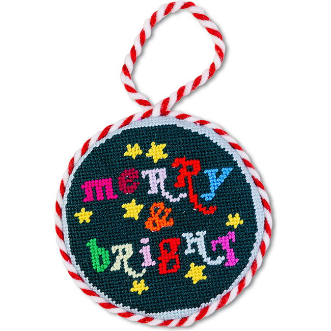 Needlepoint Ornament, Merry & Bright