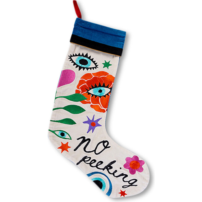 Embroidered Christmas Stocking, No Peeking