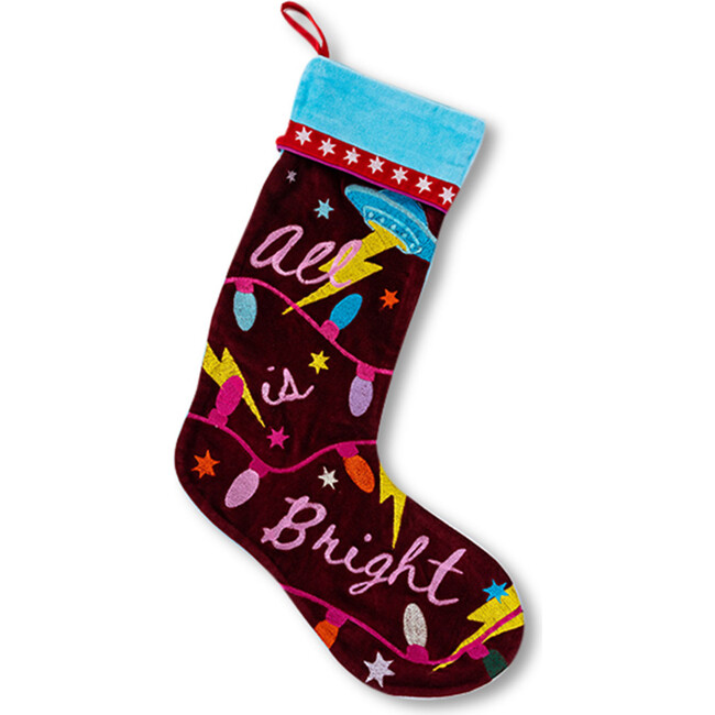 Embroidered Christmas Stocking, All Is Bright