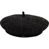 Women's Carter 14KT Gold Logo Plate Tweed Beret, Black - Hats - 1 - thumbnail