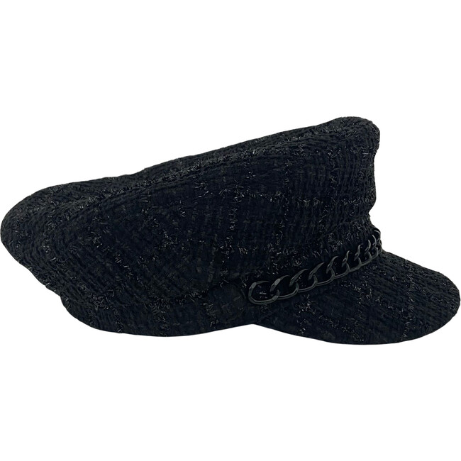 Women's Marina Tweed Chained Cap, Black
