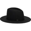 Women's Blaine Wool 14KT Gold Logo Plate Fedora, Black - Hats - 1 - thumbnail