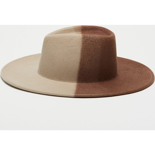 Women's Harlowe Wool 14KT Gold Logo Plate Fedora, Beige, Camel & Brown - Hats - 5