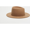 Women's Blaine Wool 14KT Gold Logo Plate Fedora, Camel - Hats - 4