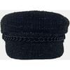 Women's Marina Tweed Chained Cap, Black - Hats - 2