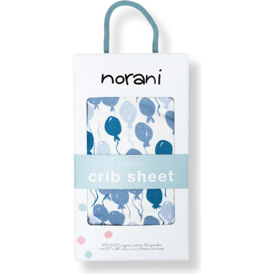 Organic Print Fitted Crib Sheet, Blue Balloons - Crib Sheets - 1