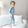 Print Long Sleeve Cuffed Pajamas, Blue Balloons - Pajamas - 2