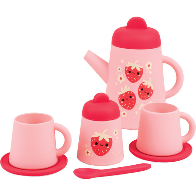 Tiger Tribe: Silicone Tea Set - Strawberry Patch - 9 Piece Kids Playset