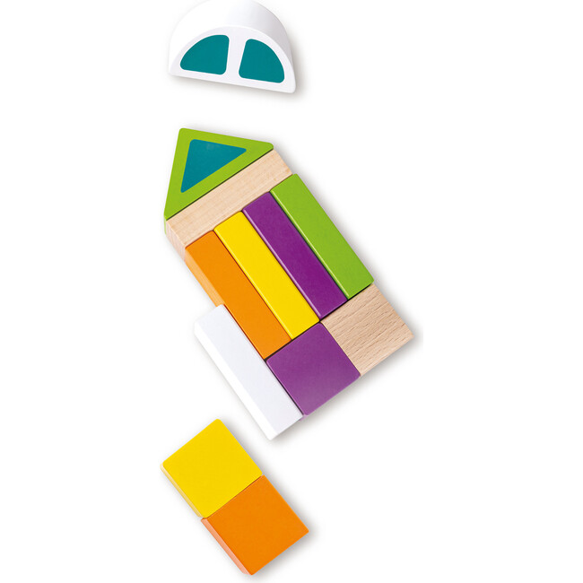 Space Monster Stacking Blocks - 54pc Wooden Colorful Various Shapes Set - Stackers - 3