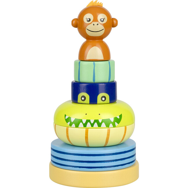 Orange Tree Toys: Stacking Ring: Jungle Animals - Wooden Puzzle Toy