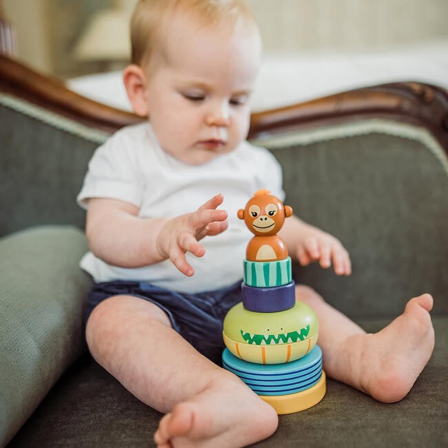 Orange Tree Toys: Stacking Ring: Jungle Animals - Wooden Puzzle Toy - Stackers - 2