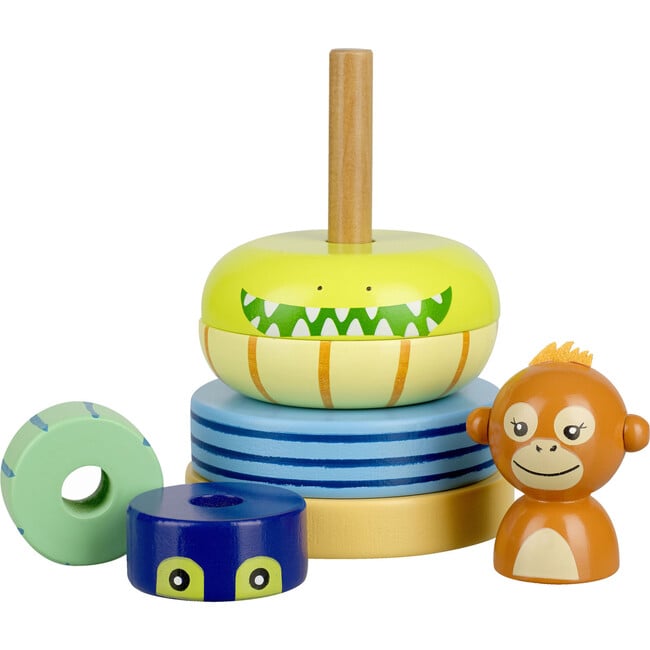 Orange Tree Toys: Stacking Ring: Jungle Animals - Wooden Puzzle Toy - Stackers - 3