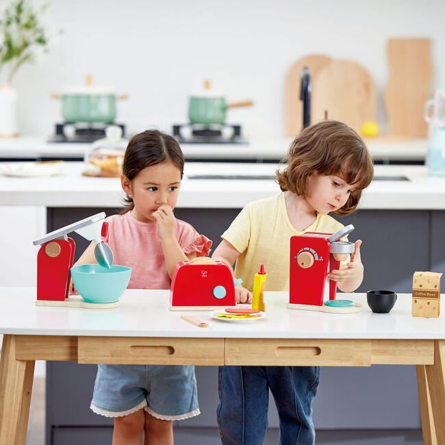 Cafe Coffee Machine - Red - Wooden Kitchen Appliance - Play Food - 2
