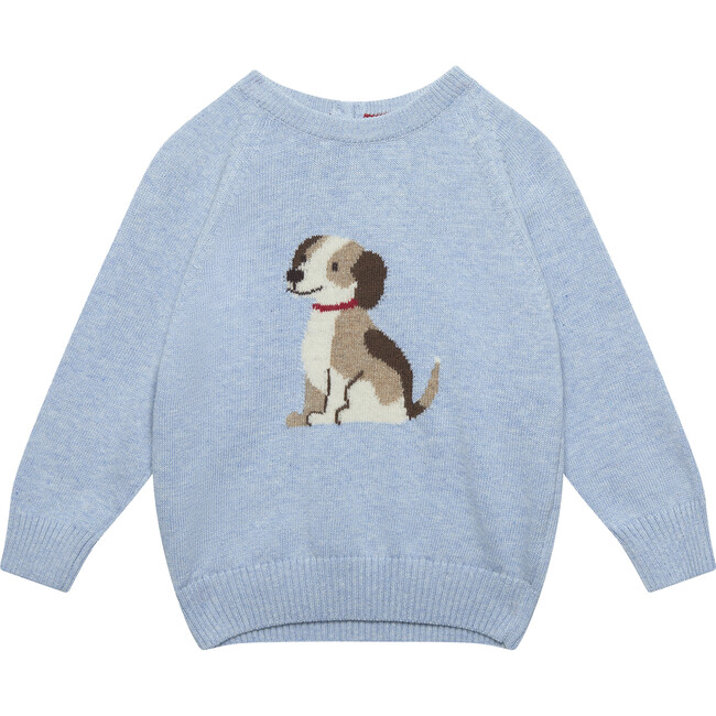 Little Puppy Sweater, Blue Marl - Sweaters - 1