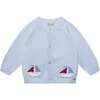 Little Nicholas Sail Boat Cardigan, Pale Blue - Cardigans - 1 - thumbnail